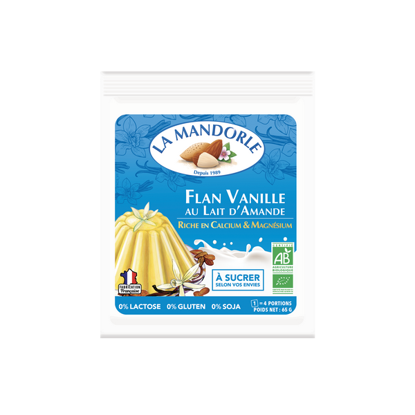 La Mandorle -- DDM 28.07.2024 Flan vanille au lait d'amande bio - (4 portions)